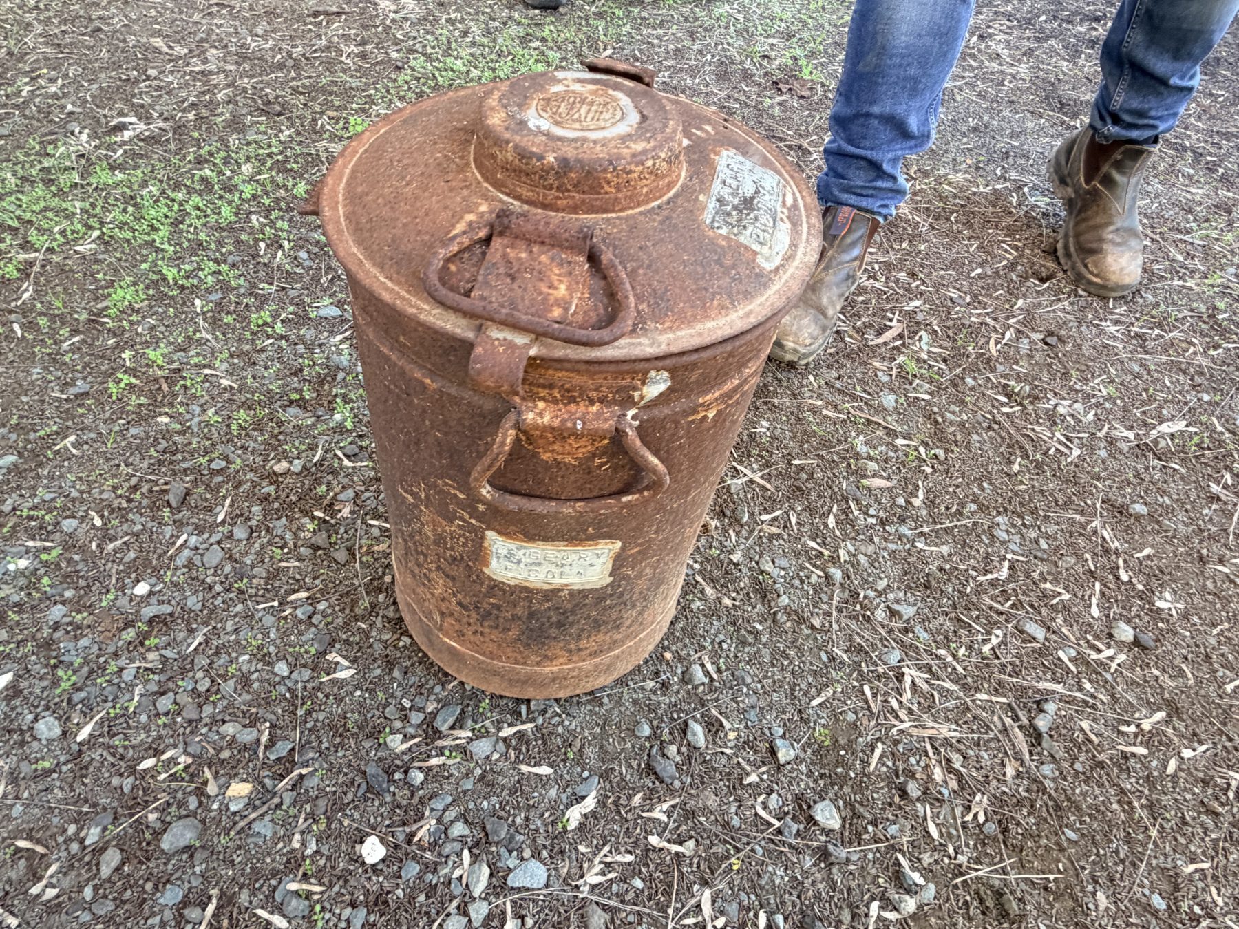 (12945) Antique cream can