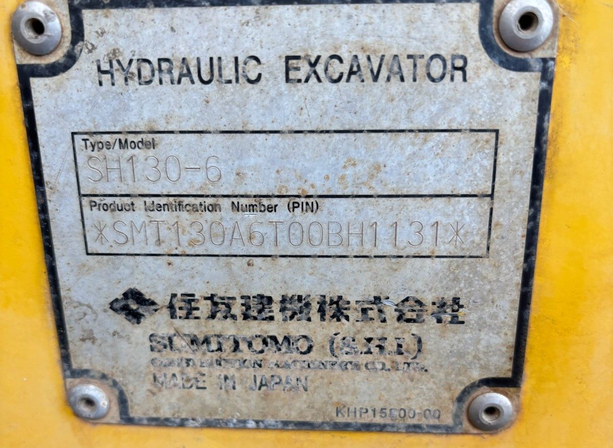 (12964) 2016 Sumitomo SH130-6 ~ 6,300 Eng. Hrs ~ (VIN: SMT130A6T00BH1131) ~ includes Hyd. Rock Grab & 5 Buckets - photo 2
