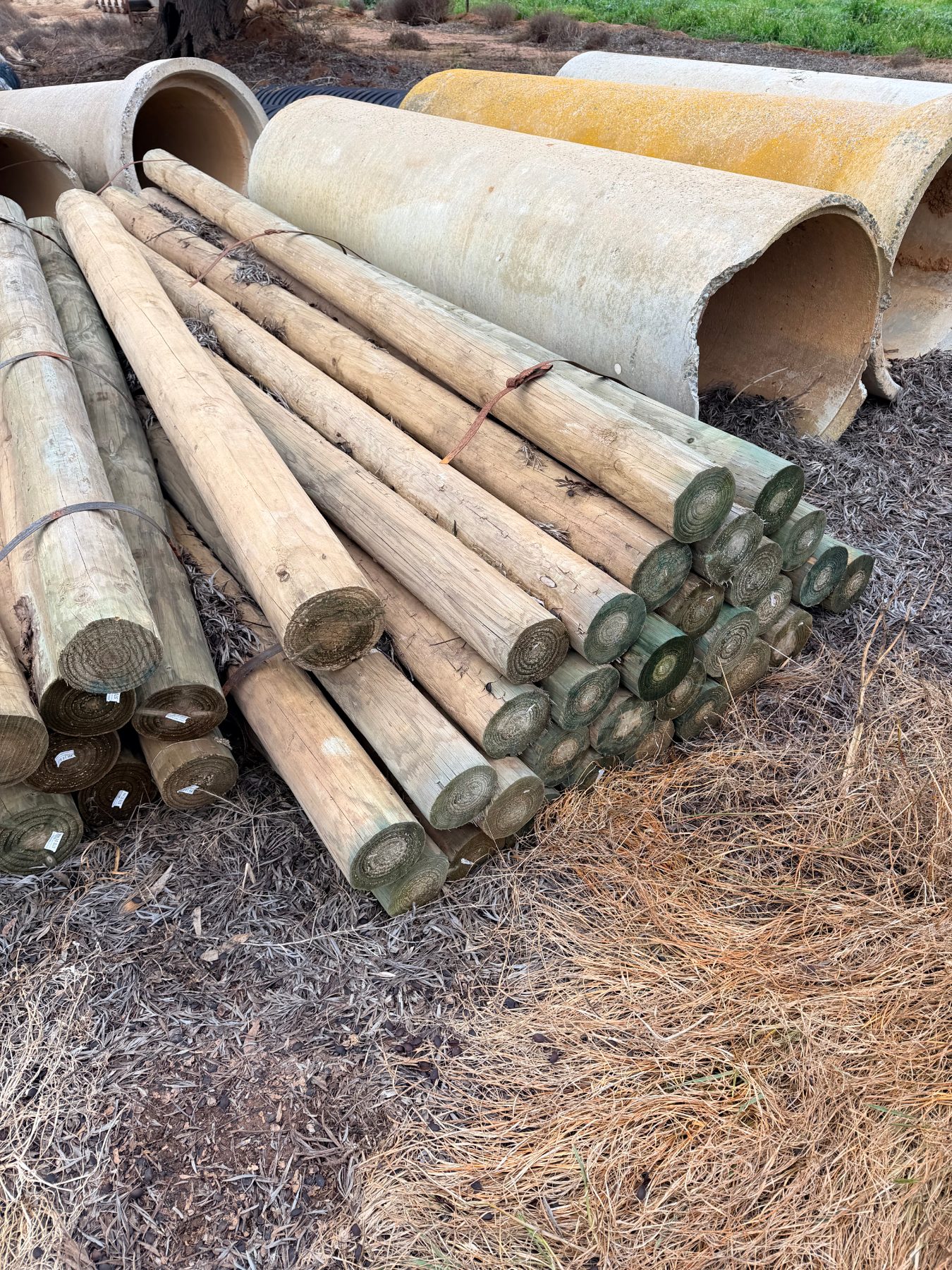 (13156) 30 x as new 3m treated pine end assembly posts