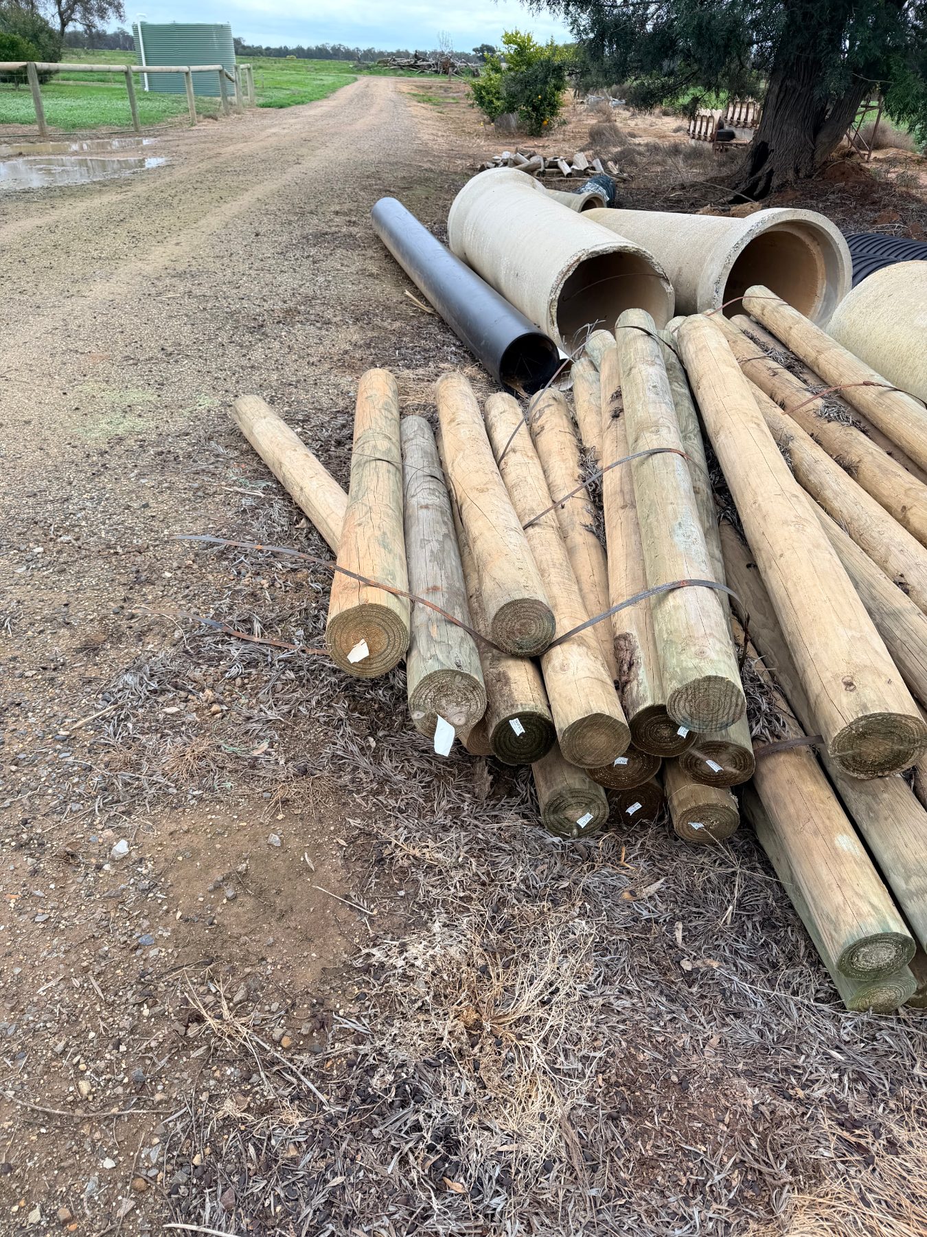 (13155) 15 x as new 7' treated pine strainer posts