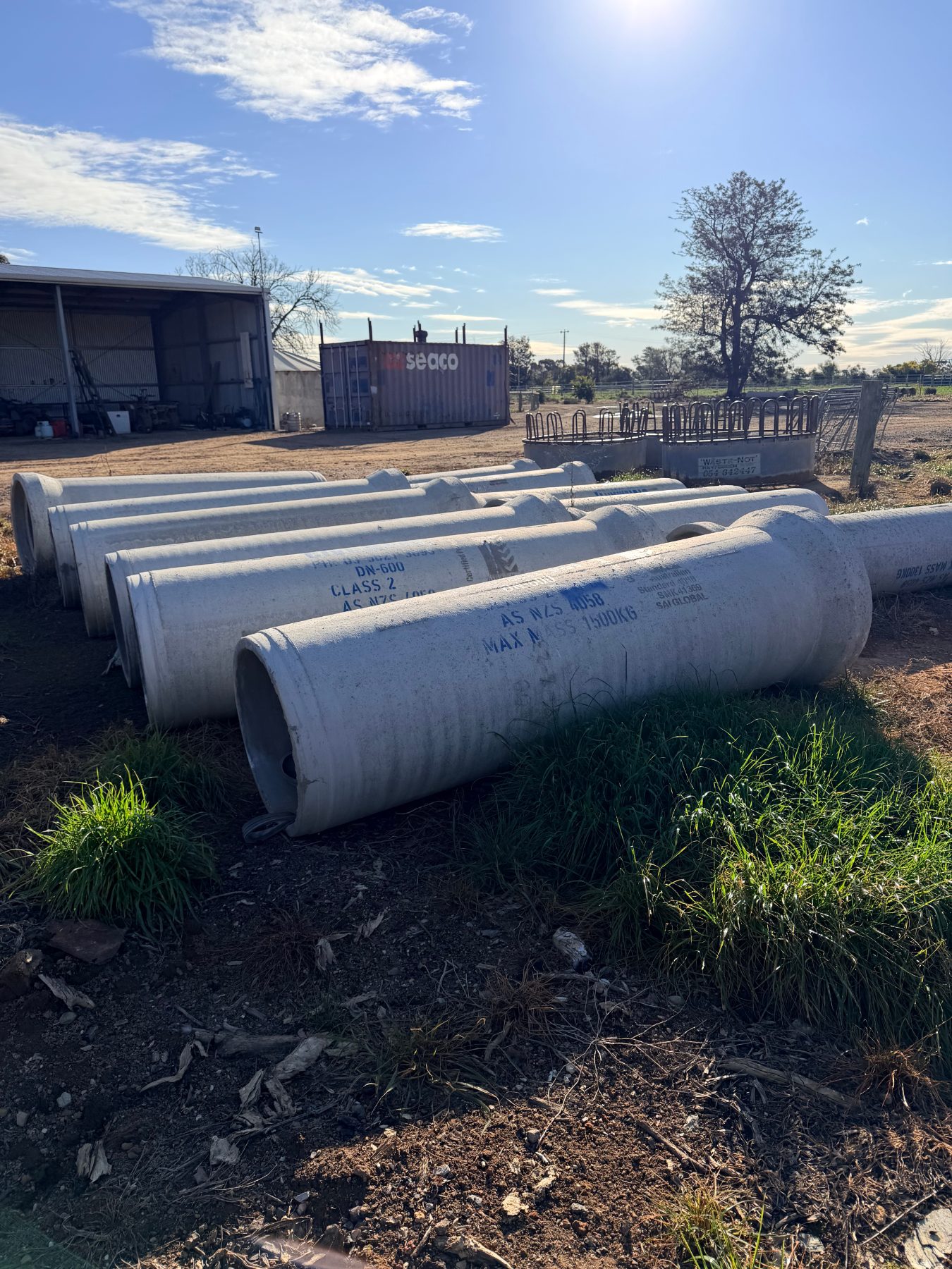 (13095) Pair of as new Civil Mart DN600 concrete pipes 600mm x 2400mm